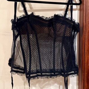 Chantal Thomass Black Sheer Mesh Corset Top NWT